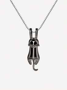 1pc 925 Prata Esterlina Colar de Gato Preto | Joias para Amantes de Gatos da Lady | Presente para Amantes de Gatos | Colar com Pingente de Clavícula de Gato Preto