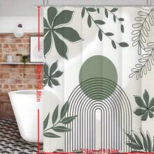 Sage Green Abstract Shower Curtain Inches Boho Mid Century Minimalist Geometric Leaves Arch Vintage Modern Cloth Fabric Waterproof Polyester Bathroom Home Decor Set With Hooks Home Bathroom Decor Fall Decor Bathroom Accessories Back To School - Green - View 6