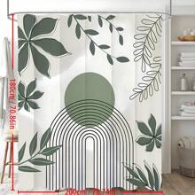 Sage Green Abstract Shower Curtain Inches Boho Mid Century Minimalist Geometric Leaves Arch Vintage Modern Cloth Fabric Waterproof Polyester Bathroom Home Decor Set With Hooks Home Bathroom Decor Fall Decor Bathroom Accessories Back To School - Green - View 5