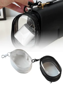 1 件便携式迷你透明拉链收纳袋钥匙扣，多功能收纳袋钥匙吊坠，带钥匙扣的耳机和充电器盒，透明旅行配件，旅行收纳袋，化妆包，化妆包，度假收纳袋，大容量化妆品收纳盒化妆盒，适用于口红、刷子、护肤品、手机、硬币、小物品，适用于家庭、礼物、度假和节日万圣节圣诞节多功能用途 - 彩色 - 查看 2