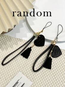 1 chiếc ốp lưng điện thoại dày dặn, viền đục lỗ, trang trí hoa và bướm, chống rơi vỡ, kèm dây đeo hình trái tim bằng da có thể tháo rời, phụ kiện trang trí điện thoại dạng tua rua, tương thích với iPhone và Redmi. - Nhiều màu - Xem 6