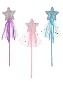 1Pc Glitter Star Wands Princess Angel Fairy Star Magic Wands Girls Fairy Magic Dress-Up Star Wand Angel Fairy Costume Props Wands Sticks For Birthday Christmas Party - Multicolor - View 11