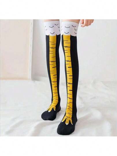 4pcs Halloween Chicken Claw Pattern Thigh High Socks, Fun And Comfortable Over The Knee Socks, Ladies Stockings And Stockings,Novelty Party Socks,Christmas Stocking,Funny Funny Socks(2/4pcs)