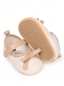 1 双婴儿女孩蝴蝶钩环设计平底防滑舒适步行鞋，0-1 岁，优雅公主玛丽珍风格，适合春秋季节 - 杏色 - 查看 4