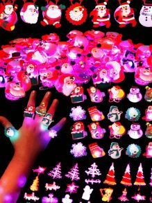25 chiếc nhẫn đèn Giáng sinh, tiệc tùng, nhẫn phát sáng LED Giáng sinh, đồ dùng tiệc tùng, nhẫn đeo ngón tay phát sáng nhấp nháy Halloween, trang trí cho người lớn, trò chơi tiệc tùng, túi đựng quà - Nhiều màu - Xem 1