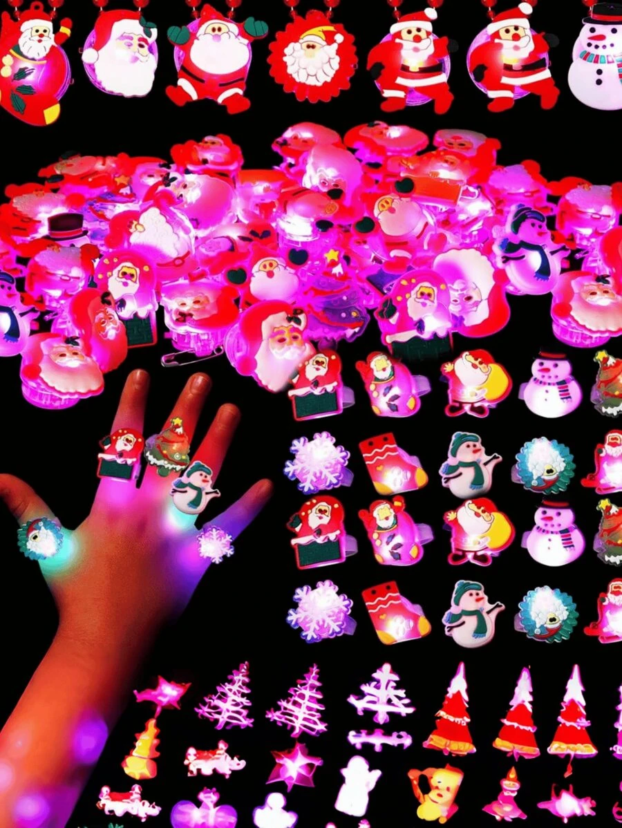 25 chiếc nhẫn đèn Giáng sinh, tiệc tùng, nhẫn phát sáng LED Giáng sinh, đồ dùng tiệc tùng, nhẫn đeo ngón tay phát sáng nhấp nháy Halloween, trang trí cho người lớn, trò chơi tiệc tùng, túi đựng quà - Nhiều màu - Xem 1