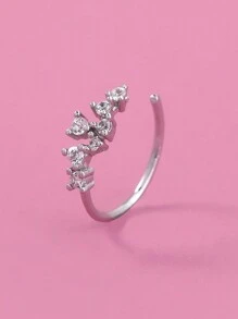 Nooxian 1 chiếc khuyên mũi hình chữ C đính đá, khuyên mũi giả khảm siêu nhỏ - Bạc - Xem 4