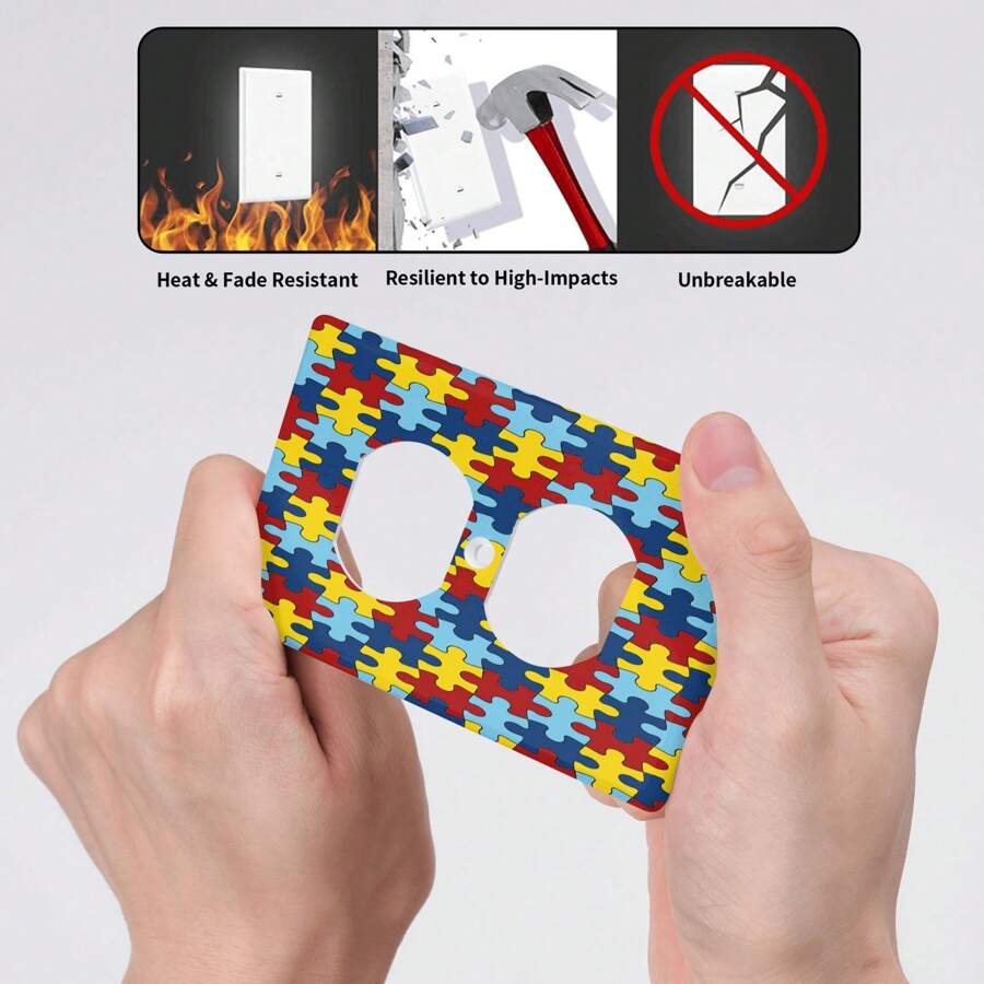 Puzzle Pattern Wall Decor Switch Cover Plate, Switch Cover Plate, Decor