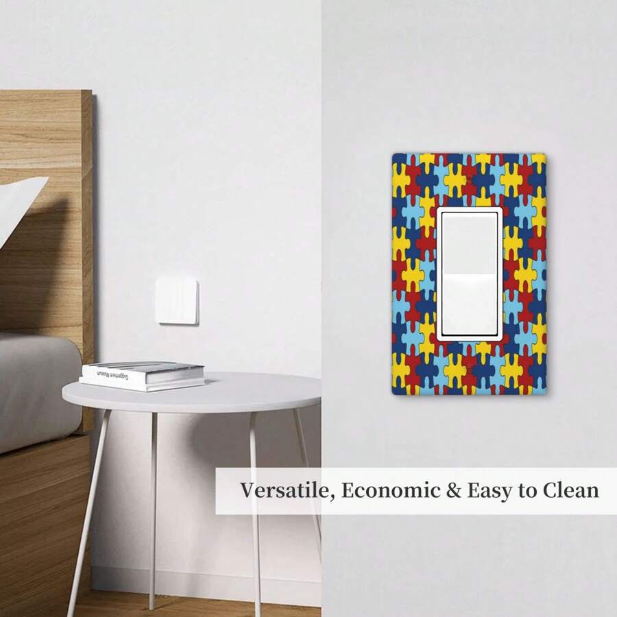 Puzzle Pattern Wall Decor Switch Cover Plate, Switch Cover Plate, Decor