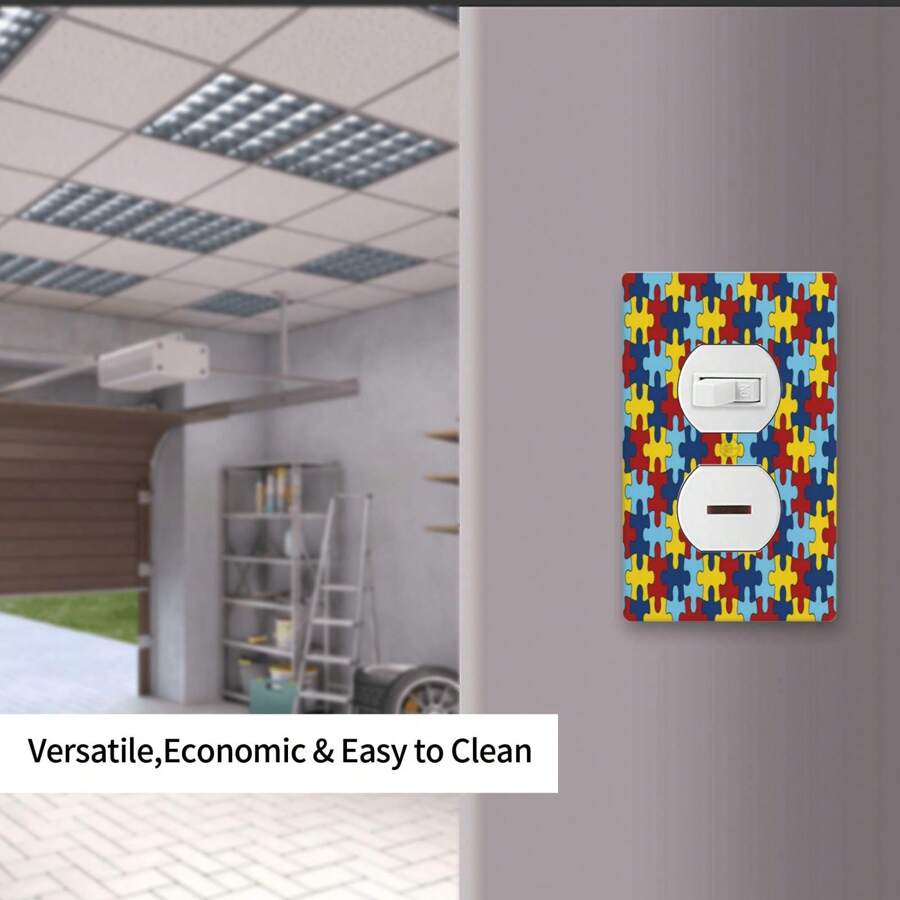 Puzzle Pattern Wall Decor Switch Cover Plate, Switch Cover Plate, Decor