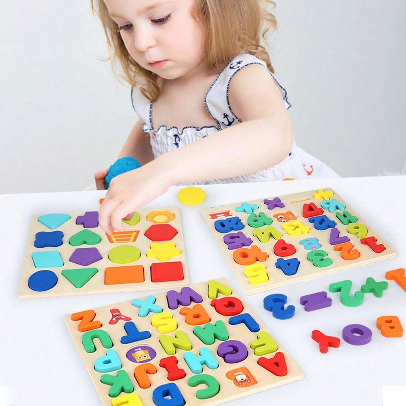 Wooden Hand Grip Board, English Alphabet Spelling Board, Children