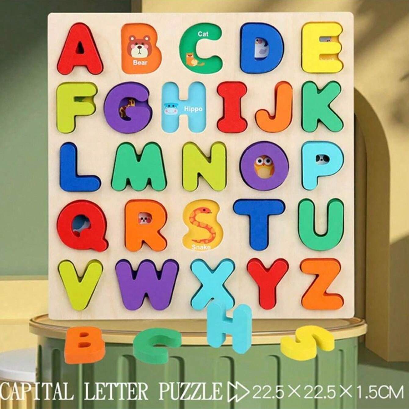 Wooden Hand Grip Board, English Alphabet Spelling Board, Children