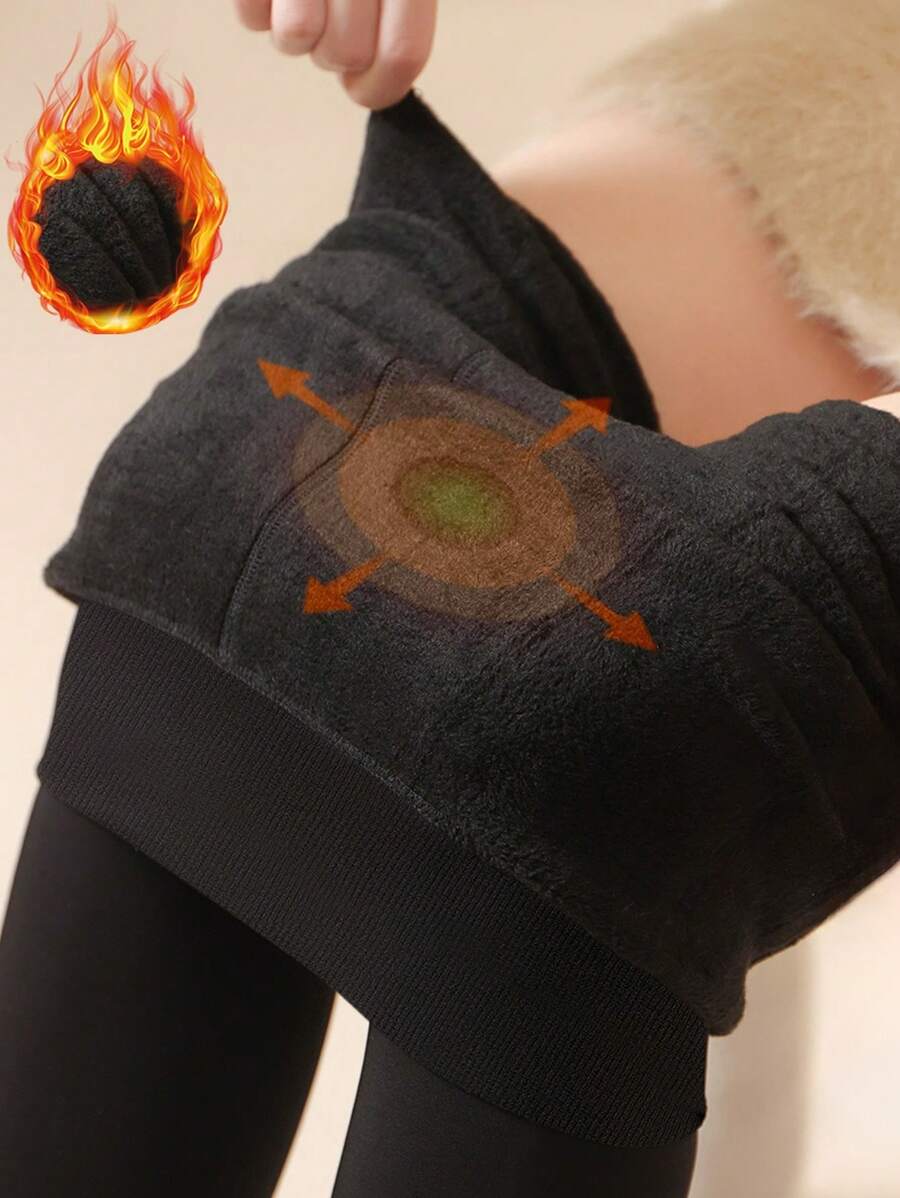 1pc 300g/220g Women's Tights, Warm Lining Pantyhose, Sexy Sheer Black Stockings, Plus Size Leggings, Thick Thermal Lined Warm Leggings And Pantyhose For Autumn/Winter, Tight Fit Business Pants For Winter (-5-15°C) - Black - View 1