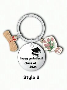 1pc Customized Graduate Keychain, Unique Keychain Funny Gift For Postgraduate Students, Teachers, Suitable For Kids, Partners, Friends And Classmates, Stainless Steel