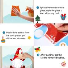 9 张圣诞窗贴，圣诞小矮人贴纸 - 卡通节日玻璃装饰 - 静电贴，不对称形状 - 节日派对用品 - 彩色 - 查看 7