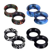 4 Cặp nút tai silicon mềm dẻo Unisex, nút mở rộng, dụng cụ đo, rỗng, co giãn, xỏ khuyên cơ thể, trang sức 2G-3/4 6-20MM - 4 cặp E - Xem 14
