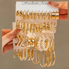 Bộ 6-24 chiếc/Bộ Hoa tai vòng tròn hình chữ C mạ vàng mới - vòng khuyên tai - Xem 3