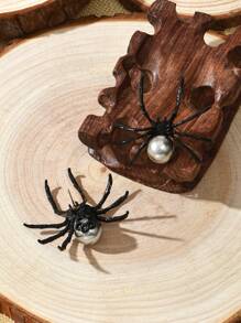 1 对万圣节蜘蛛主题珐琅耳环，红色和黑色，女士款 - 紅色 - 查看 5