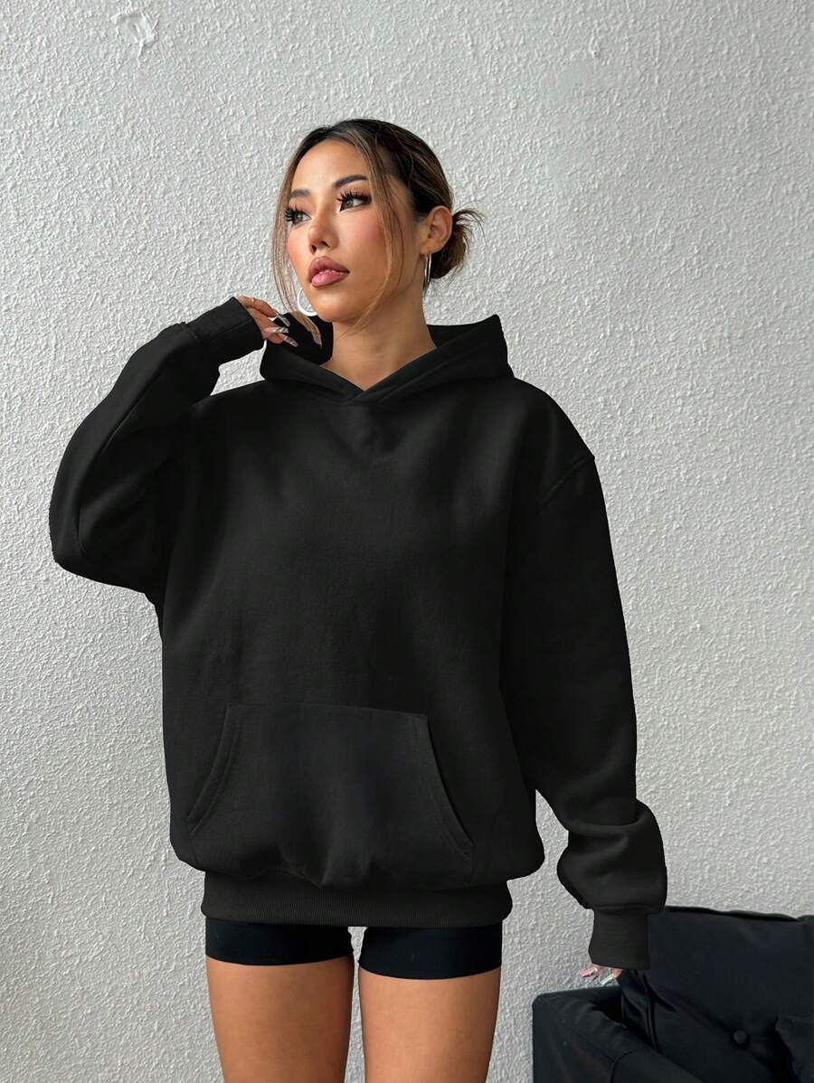 Women Essential Drop Shoulder Oversized Hoodie Fall & Winter, Unisex