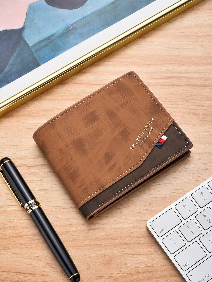 SHABILI Korean Fashion Men's Short Wallet, Classic Horizontal Design With Large Capacity And Multiple Card Slots, Business Style - Mocha Brown - View 1