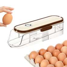1 hộp đựng trứng xoay tự động, khay đựng trứng nhiều lớp, giá đựng trứng trong tủ lạnh nhà bếp, hộp đựng trứng màu kem, dụng cụ lấy trứng tiết kiệm không gian - trắng - Xem 8