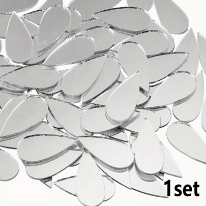 1 Set Of Drop Shape Mosaic Tiles, Acrylic Mosaic Mirror Tiles For DIY Crafts Living Room Decoration And Home Decor, Self Adhesive Silver Mirror Tiles,Stickers,Wall Decal, Vinyl Decal For Home Decorations,Spring Decoration Items Refresh Your Home,Rama Decoration Stickers Gifts Birthday Graduation Mirror Wall Wall Decor Wall Mirror Mirror For Room Bathroom Decor