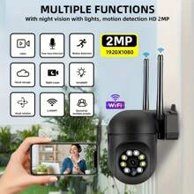 1 pièce Caméra audio haute définition 1080p rotative, caméra de  wifi sans fil 2,4 G, suivi des mouvements 4X et vue panoramique de 355°, pour la  et la surveillance à domicile, convient aux personnes âgées et aux soins des enfants, avec vision nocturne, alimentée par USB, prend en charge le stockage cloud et la carte mémoire (non incluse, à acheter séparément)