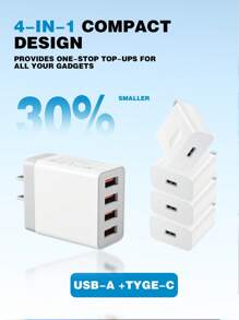 4-Port US Plug USB Charger, UL Listed 3.0 Fast Charging Wall Adapter, 3.1A Multi USB Power Supply Compatible With IPhone/Android Phones, Cameras, MP3 And More