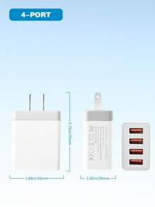 4-Port US Plug USB Charger, UL Listed 3.0 Fast Charging Wall Adapter, 3.1A Multi USB Power Supply Compatible With IPhone/Android Phones, Cameras, MP3 And More
