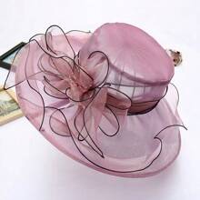 1 chiếc mũ rộng vành bằng lưới organza hoa cao cấp dành cho nữ, nhẹ và thoáng khí, thanh lịch và thời trang, thích hợp để sử dụng hàng ngày và du lịch Mũ cao bồi Mũ cao bồi Halloween - Nhiều màu - Xem 20