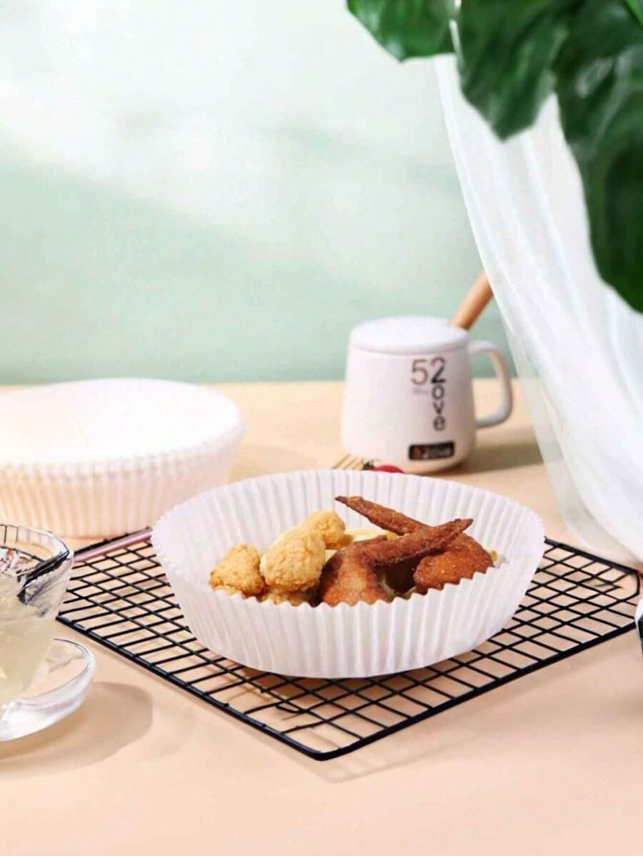 200 Pcs, White NonStick Air Fryer Liner Round, Oil Resistant Baking