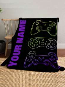 1pc Personalized Flannel Blanket, With Text/Image, Decorative Blanket Suitable For Sofa, Living Room, Bedroom Home Decor, Super Thick & Soft, 4-Season Use, Ideal Gift For Family & Friends