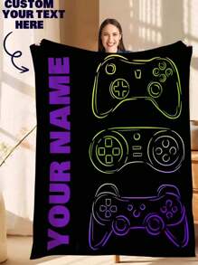 1pc Personalized Flannel Blanket, With Text/Image, Decorative Blanket Suitable For Sofa, Living Room, Bedroom Home Decor, Super Thick & Soft, 4-Season Use, Ideal Gift For Family & Friends