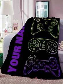 1pc Personalized Flannel Blanket, With Text/Image, Decorative Blanket Suitable For Sofa, Living Room, Bedroom Home Decor, Super Thick & Soft, 4-Season Use, Ideal Gift For Family & Friends