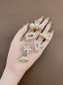 5-10 piezas Ganchos para el cabello de mujer con metal y rhinestones, Pinzas de pelo elegantes, Accesorios de moda