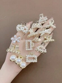 5-10 piezas Ganchos para el cabello de mujer con metal y rhinestones, Pinzas de pelo elegantes, Accesorios de moda