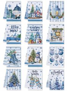 1 件装圣诞厨房洗碗巾，带圣诞树和汽车装饰，洗碗巾，浴室手巾，圣诞厨房和客厅装饰毛巾 15.75 * 23.62 英寸 - 1 Pcs - 查看 1