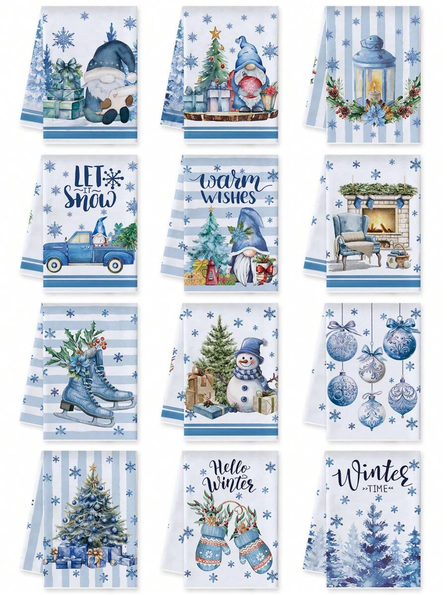 1 件装圣诞厨房洗碗巾，带圣诞树和汽车装饰，洗碗巾，浴室手巾，圣诞厨房和客厅装饰毛巾 15.75 * 23.62 英寸 - 1 Pcs - 查看 1