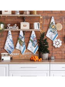 1 件装圣诞厨房洗碗巾，带圣诞树和汽车装饰，洗碗巾，浴室手巾，圣诞厨房和客厅装饰毛巾 15.75 * 23.62 英寸 - 1 Pcs - 查看 4