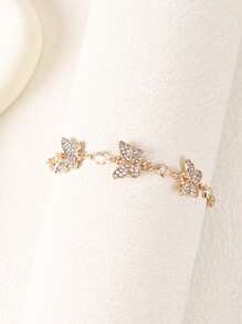 8 pièces/1 pièce Bracelet charmant avec perles, strass et zirconium cubique en forme de papillon, convient pour le port quotidien et les fêtes