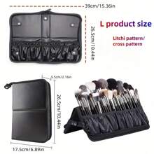 Large Capacity Vertical Foldable 14 Holes Makeup Brush Holder Organizer Case For Makeup Artist Lunch Bag Travel Bag Bags For Ladies Summer Travel, Vacation Home Bathroom Decor Holiday Makeup Organizer Bathroom Accessories Back To School - Black - View 5