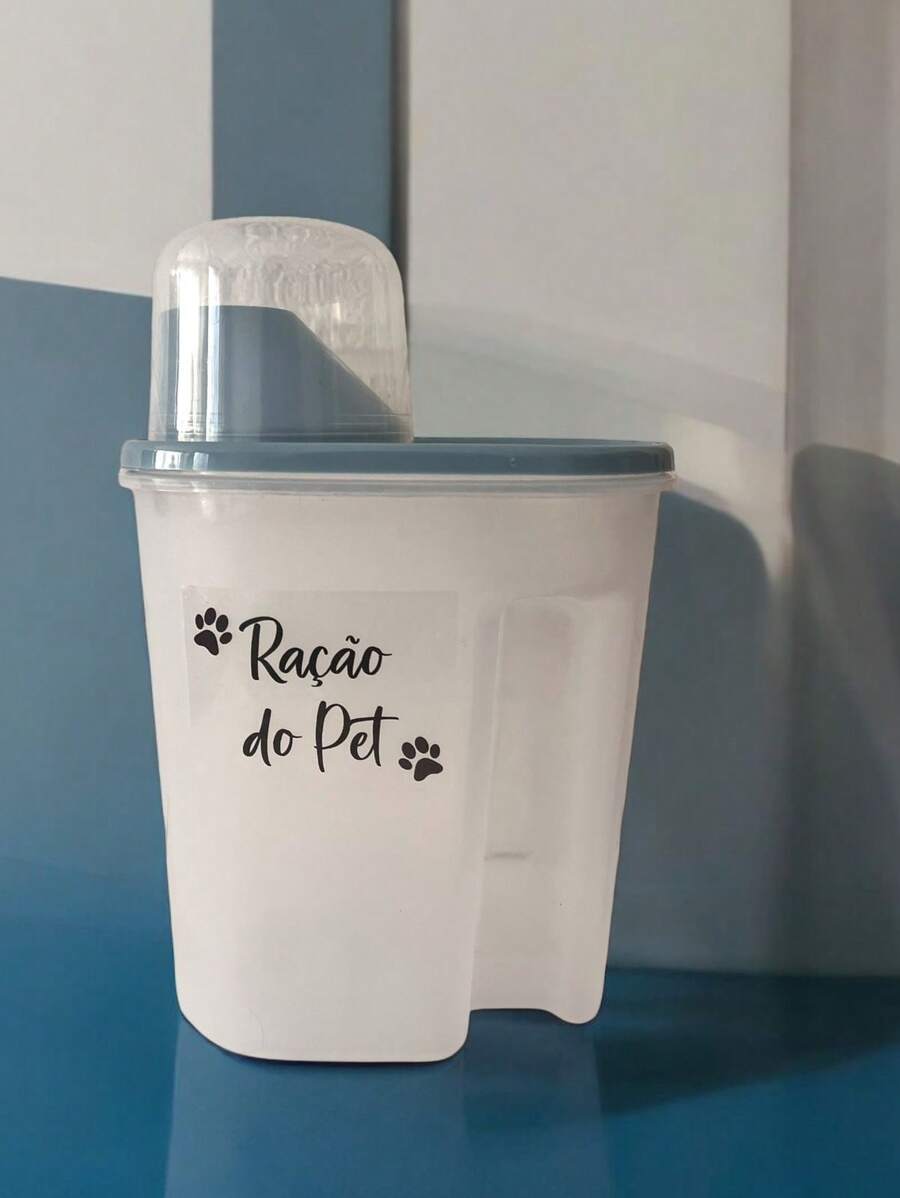 Pote para Ração decorado de Plástico com Tampa - Ração do Pet
