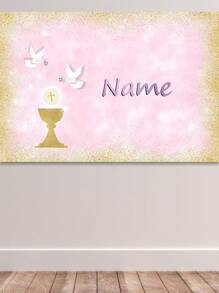 1pc Customized First Background With Name, Golden Cross And Angels, Photography Backdrop For Party, Baptism, And Gift Giving High-Quality,Stylish Custom,Personalized,Unique Ideal Gifts For Her Boyfriend,Girlfriend,Daughter,Son,Family,Friends For Valentine's Day,For Anniversaries,For Weddings,For Birthdays Living Room,Home