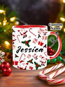 1个个性化圣诞老人马克杯，定制舒适节日马克杯，定制礼品马克杯，圣诞老人马克杯，热巧克力马克杯，节日季，节日日历