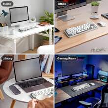 MOFII MOFII Ergonomic 2.4G Wireless Keyboard Mouse Combo 68 Keys Retro Round Keycap Typewriter Keyboard With Noiseless Button Mouse Multimedia Function Cute Keyboard Mouse Set For PC/Laptop/Desktop-Grey