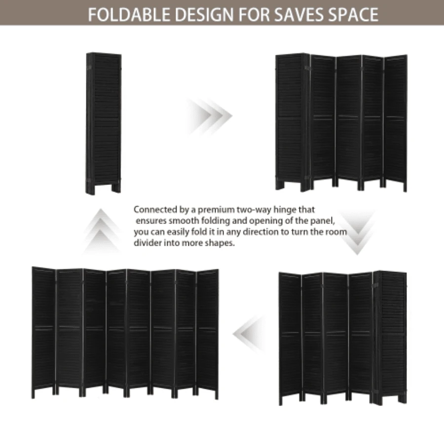 8 Panel Room Divider, Folding Room Divider Privacy Screen 5.6Ft Tall