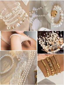 Bộ dụng cụ làm vòng tay 890 hạt, Mặt dây chuyền trang sức ngọc trai tự làm, Quà tặng tiệc sinh nhật' - ngọc trai giả - Xem 3