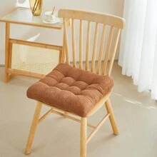 Set Of 2-Soft And Thick Tatami Seat Cushions For Office, Bedroom And Dining Chairs - Round And Square Dandelion Corduroy Chair Cushions For Home Decor - 咖啡棕 - 查看 1