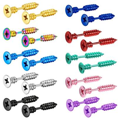 Unisex Stainless Steel Cross Screw Earrings