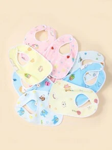 6 件套水晶天鹅绒 U 型防水婴儿围兜，图案随机 - 彩色 - 查看 3